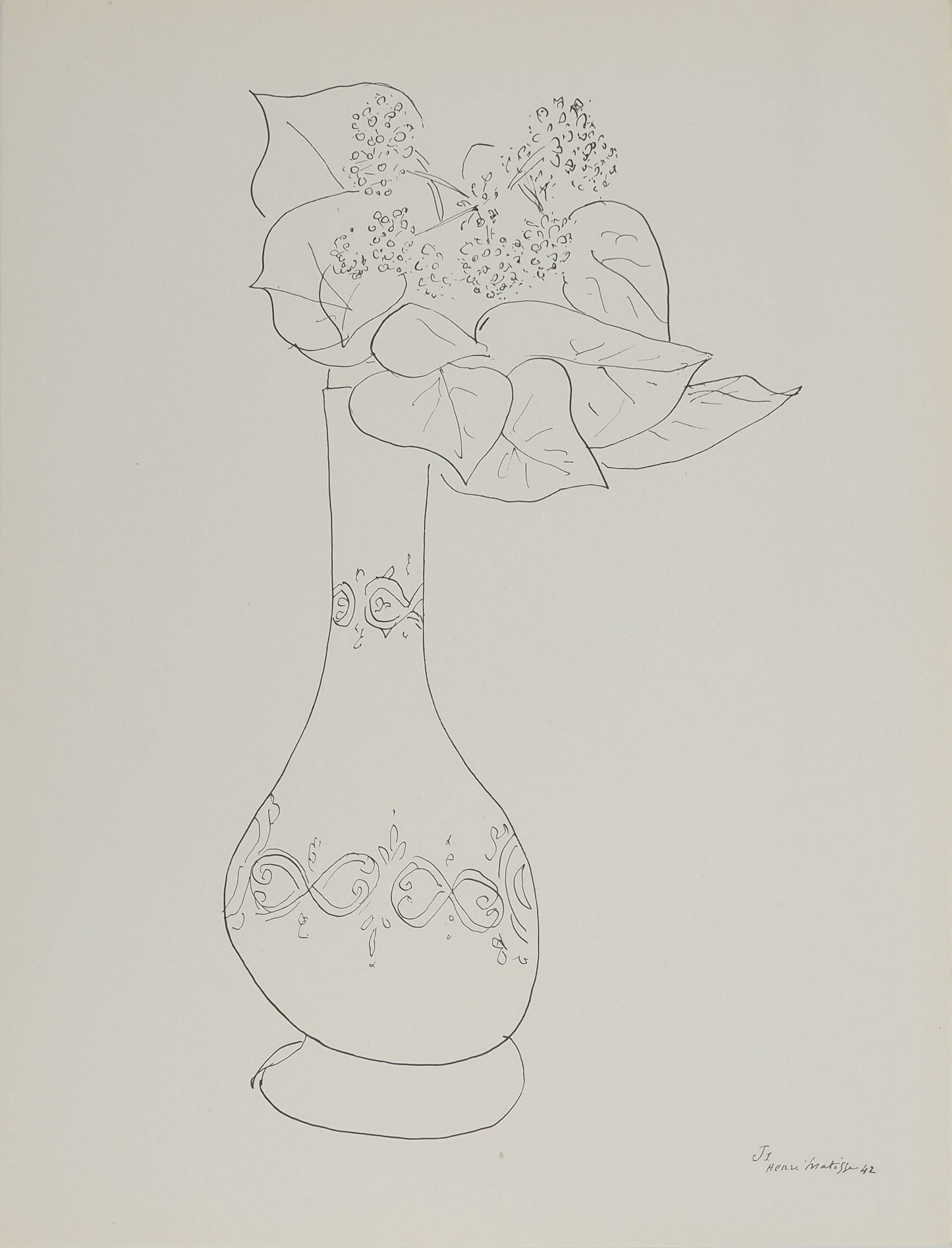 アンリ・マチス    【華やかの宿り木の花束】1943年イメージサイズ24,5x32.5cm  オリジナルリトグラフ  刷り込みサイン入り