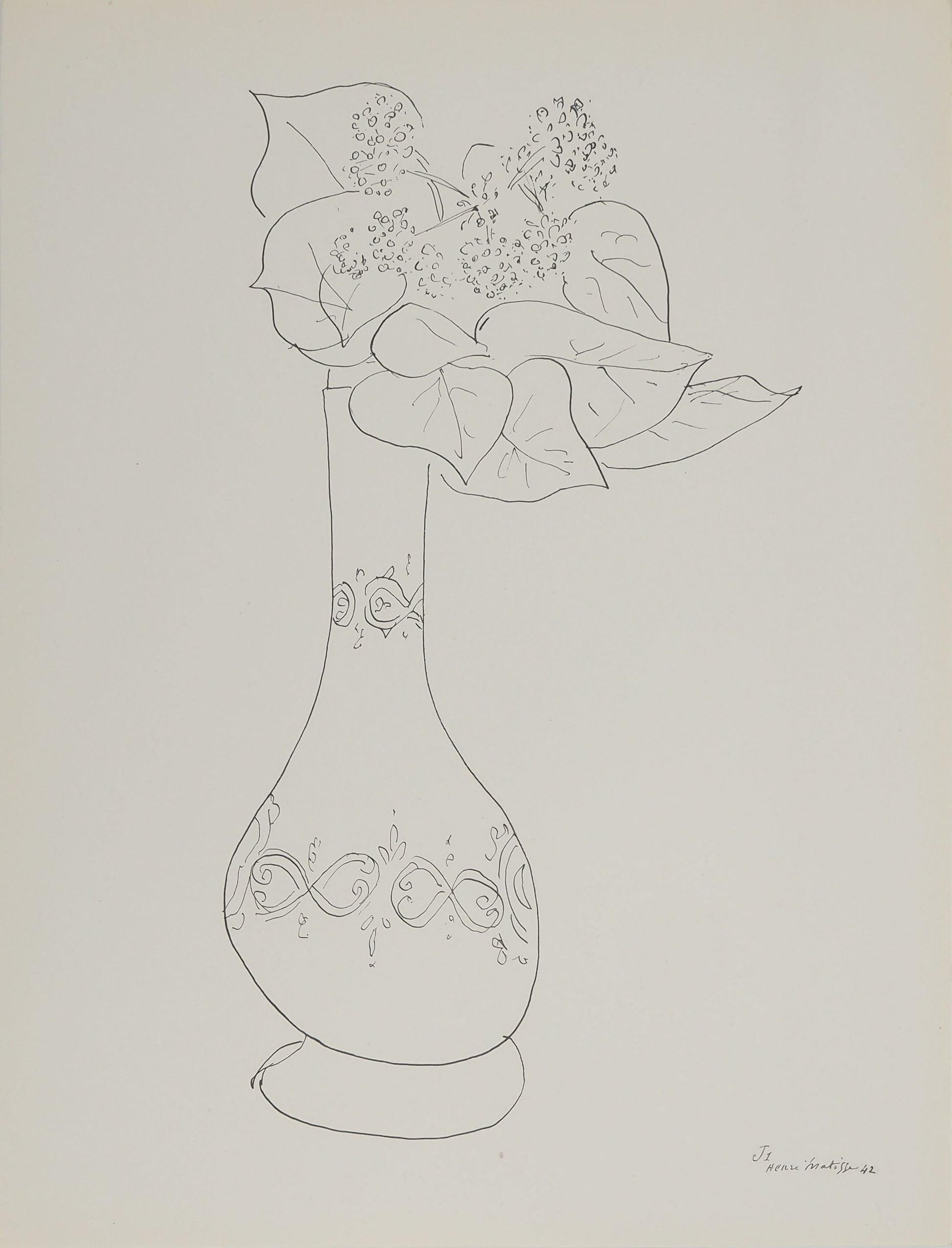 アンリ・マチス    【華やかの宿り木の花束】1943年イメージサイズ24,5x32.5cm  オリジナルリトグラフ  刷り込みサイン入り