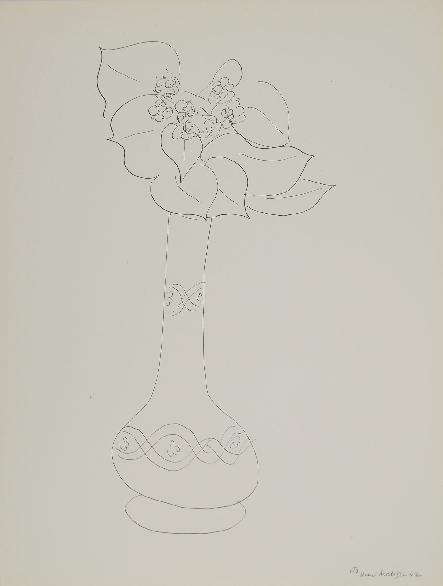 アンリ・マチス    【花のエチュード】1943年イメージサイズ24,5x32.5cm  オリジナルリトグラフ  刷り込みサイン