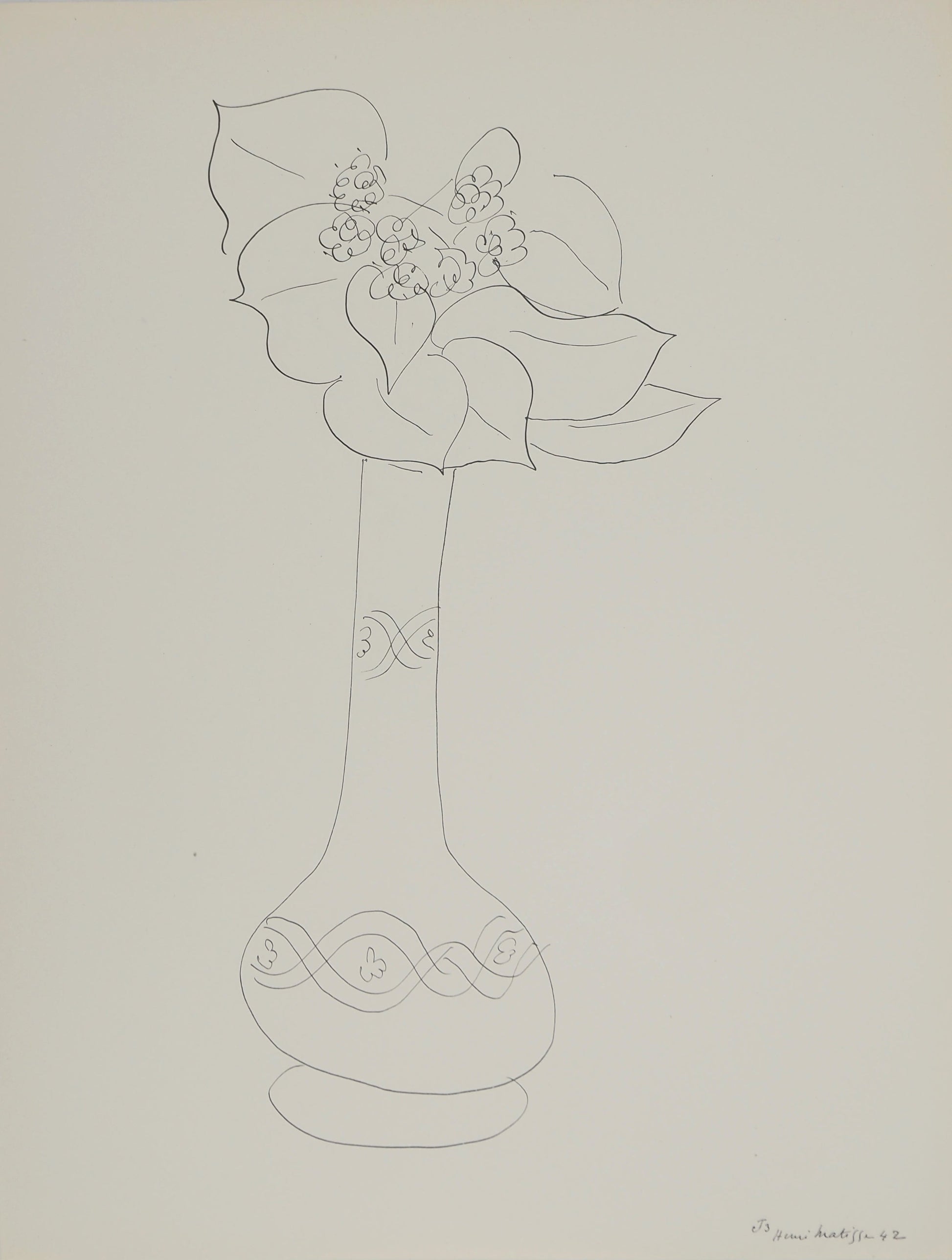 アンリ・マチス    【花のエチュード】1943年イメージサイズ24,5x32.5cm  オリジナルリトグラフ  刷り込みサイン