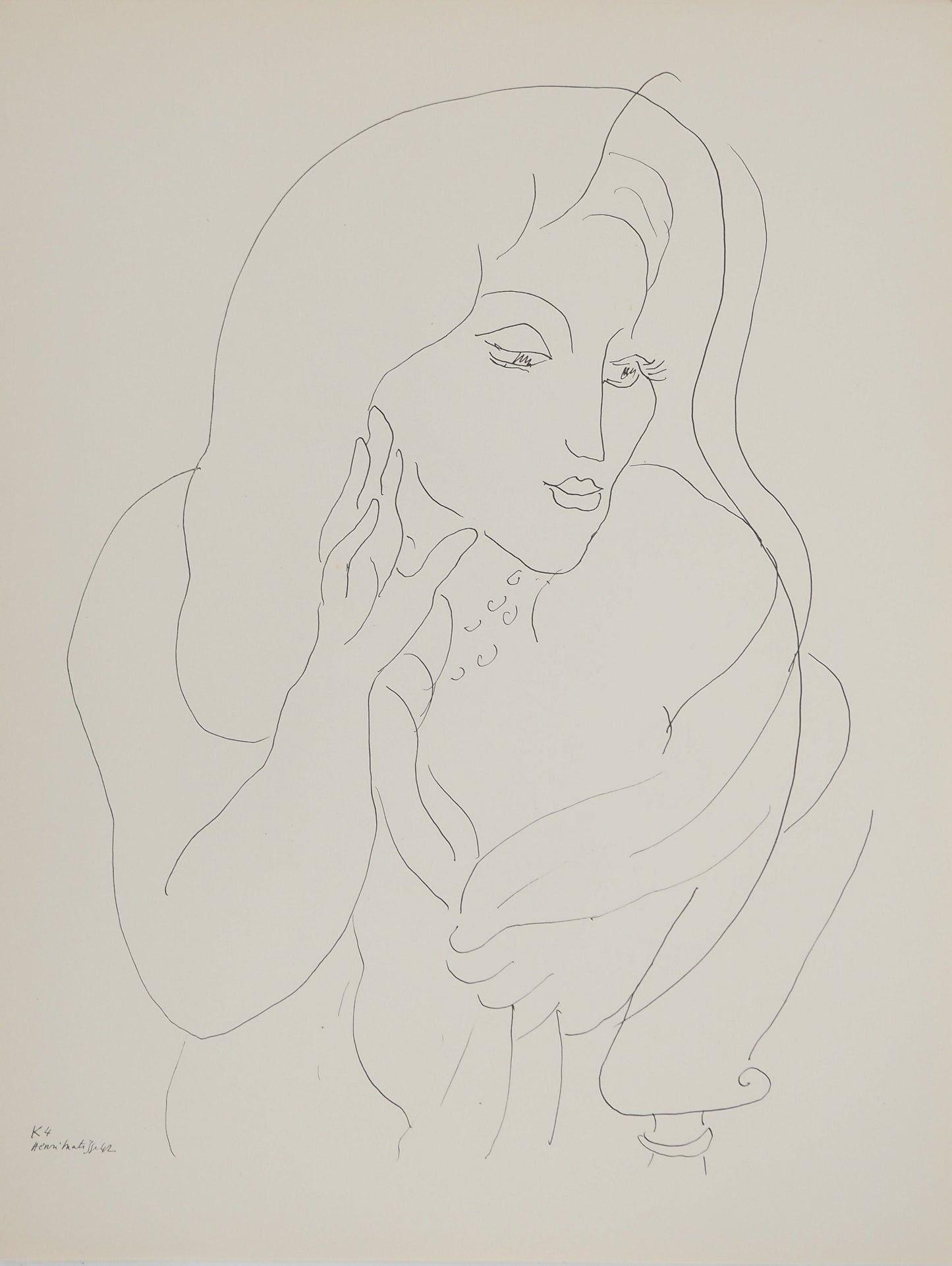 アンリ・マチス    【窓辺の別れ】1943年イメージサイズ24,5x32.5cm  オリジナルリトグラフ  刷り込みサイン入り