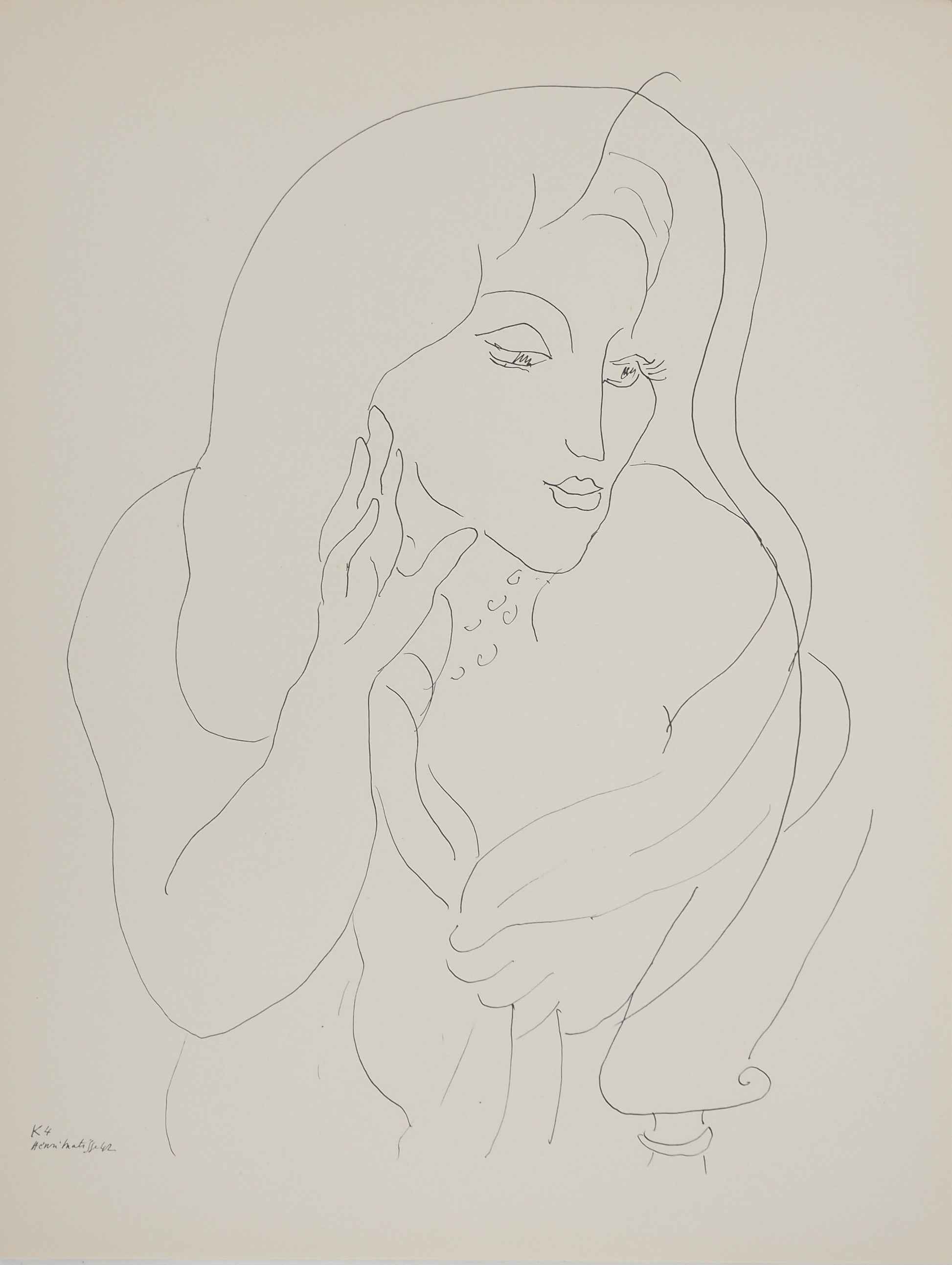 アンリ・マチス    【窓辺の別れ】1943年イメージサイズ24,5x32.5cm  オリジナルリトグラフ  刷り込みサイン入り