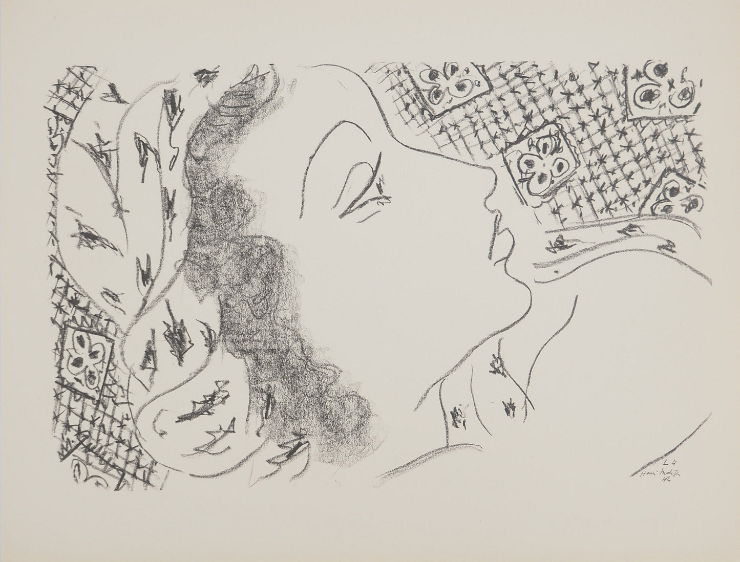 アンリ・マチス    【ターバンを巻いた横顔】1943年イメージサイズ24,5x32.5cm  オリジナルリトグラフ  刷り込みサイン入り