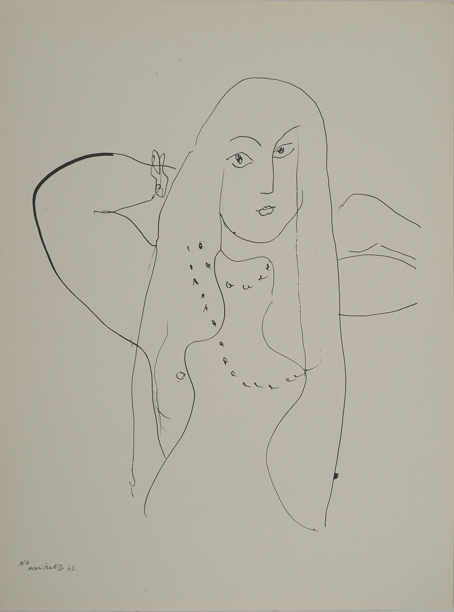 アンリ・マチス    【真珠の首飾りの女】1943年イメージサイズ24,5x32.5cm  オリジナルリトグラフ  刷り込みサイン入り