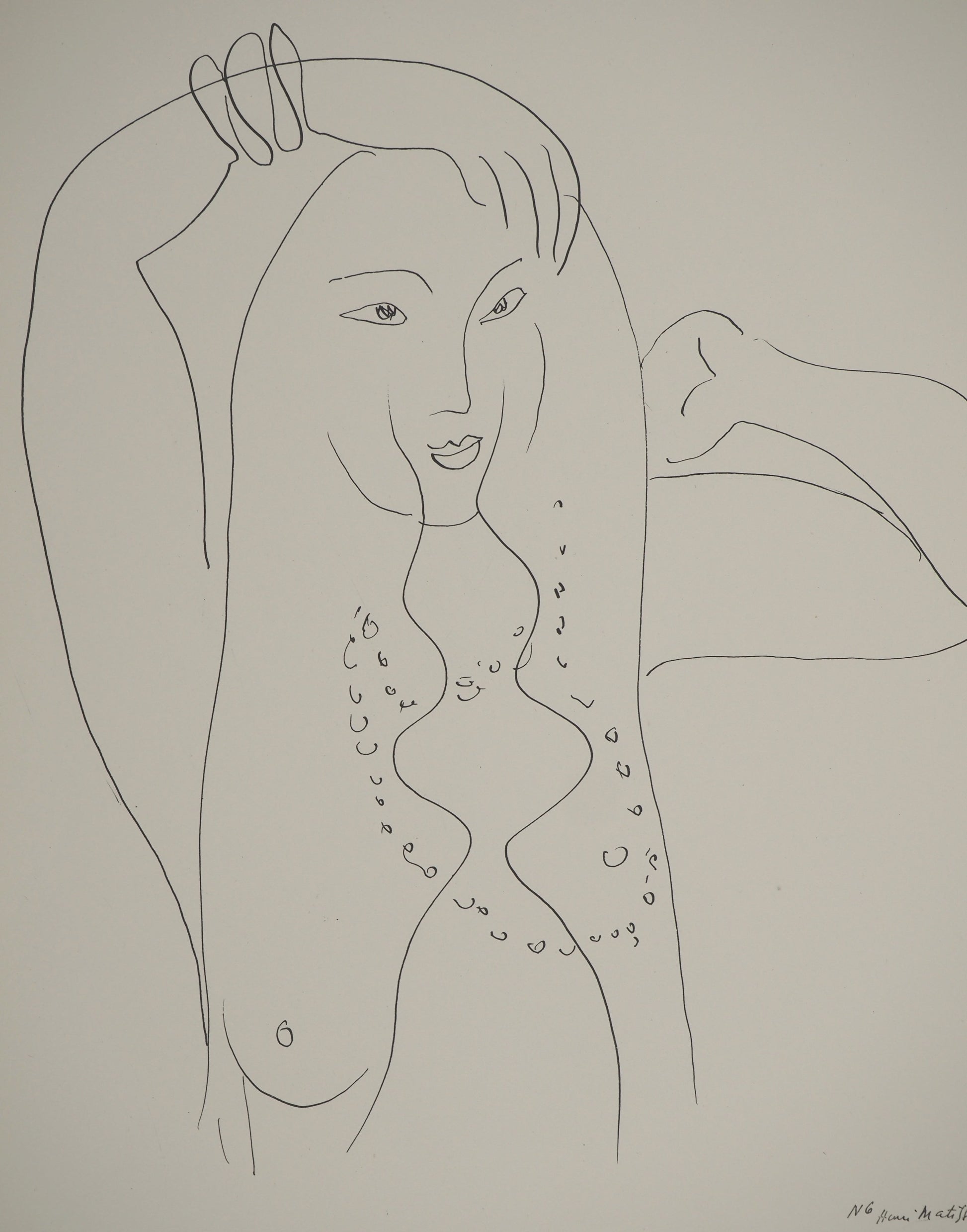 アンリ・マチス    【髪をなでる女】1943年イメージサイズ24,5x32.5cm  オリジナルリトグラフ  刷り込みサイン入り