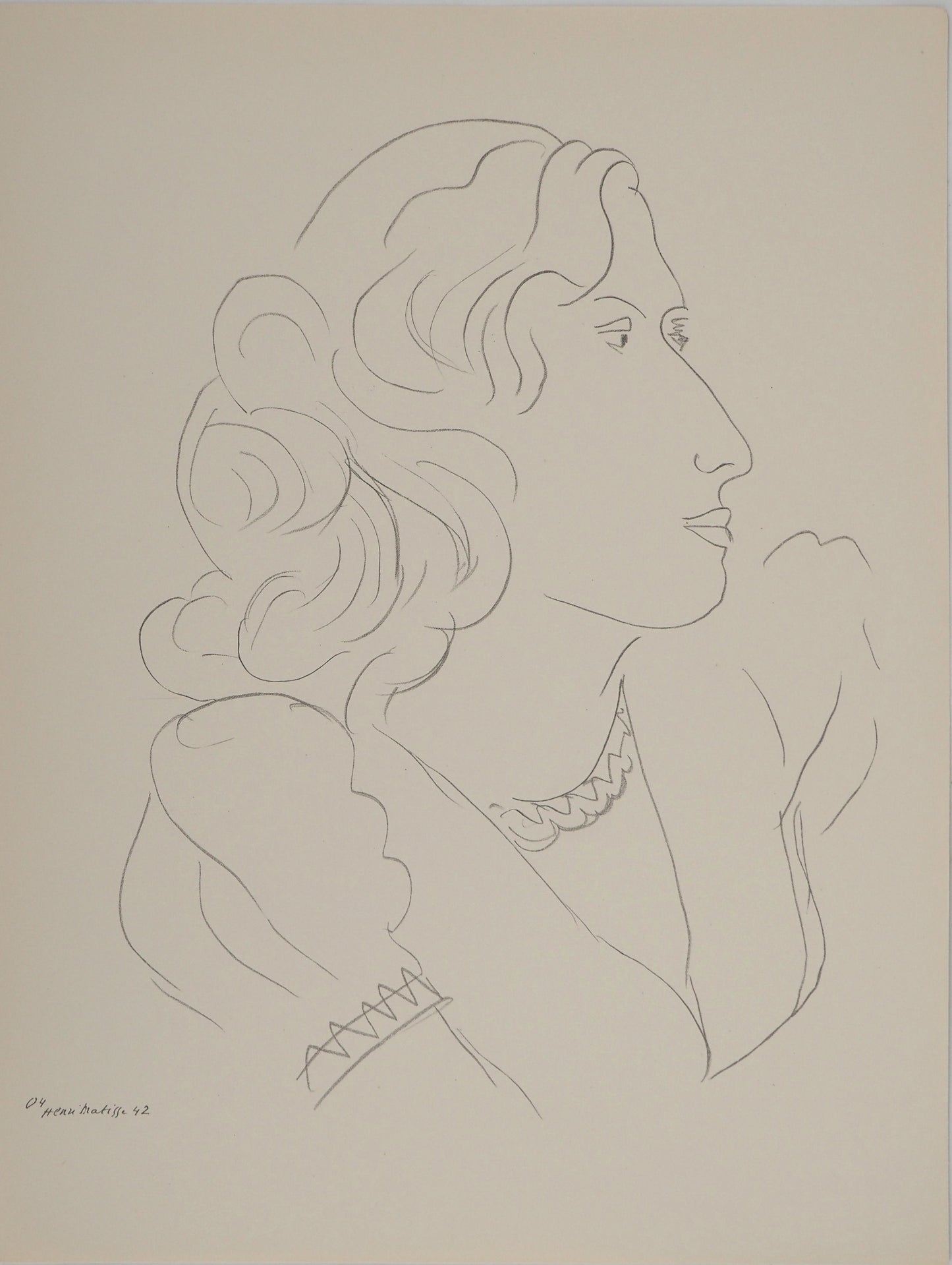 アンリ・マチス    【ミューズのポートレート】1943年イメージサイズ24,5x32.5cm  オリジナルリトグラフ  刷り込みサイン入り