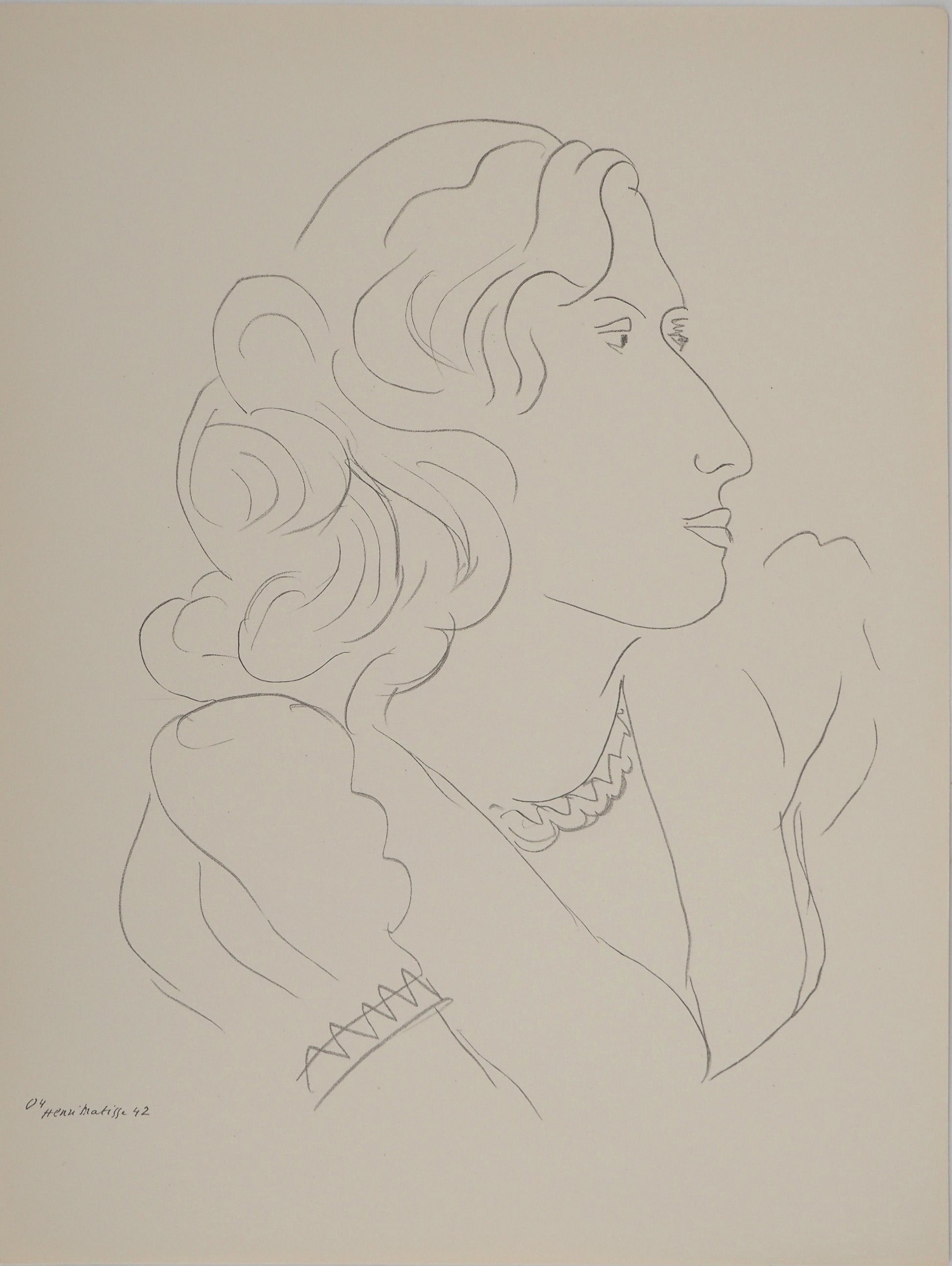 アンリ・マチス    【ミューズのポートレート】1943年イメージサイズ24,5x32.5cm  オリジナルリトグラフ  刷り込みサイン入り