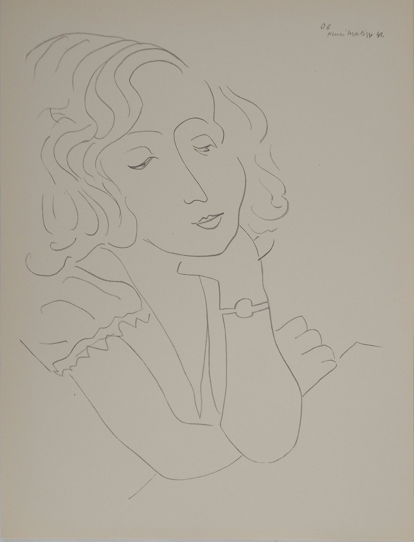 アンリ・マチス    【女性の忍耐】1943年イメージサイズ24,5x32.5cm  オリジナルリトグラフ  刷り込みサイン入り