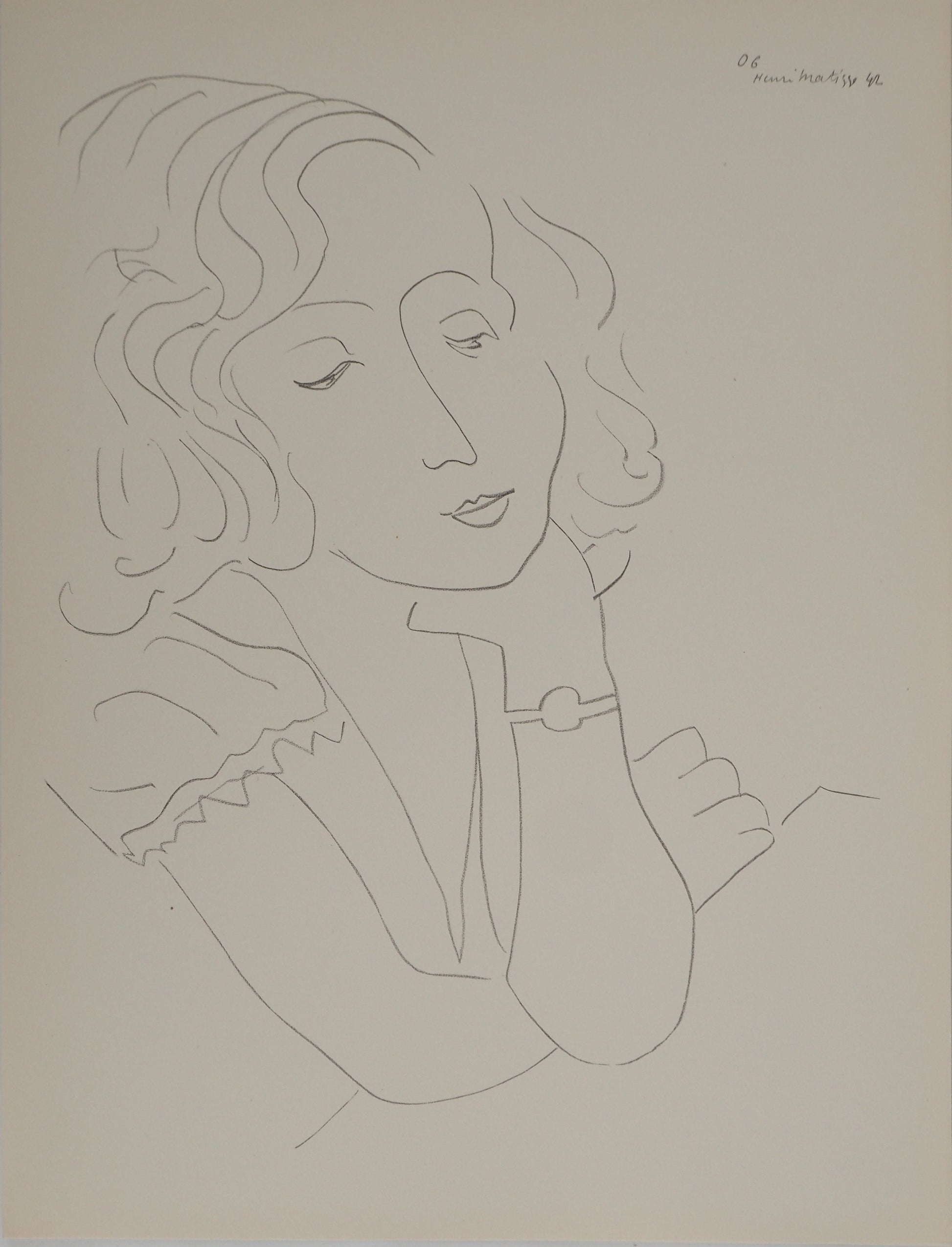 アンリ・マチス    【女性の忍耐】1943年イメージサイズ24,5x32.5cm  オリジナルリトグラフ  刷り込みサイン入り