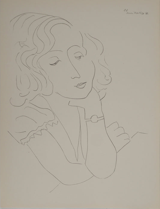 アンリ・マチス    【女性の忍耐】1943年イメージサイズ24,5x32.5cm  オリジナルリトグラフ  刷り込みサイン入り