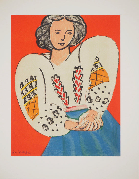 アンリ・マチス    【ルーマニアのブラウス】1954年 イメージサイズ25x19cm  オリジナルリトグラフ  刷り込みサイン入り