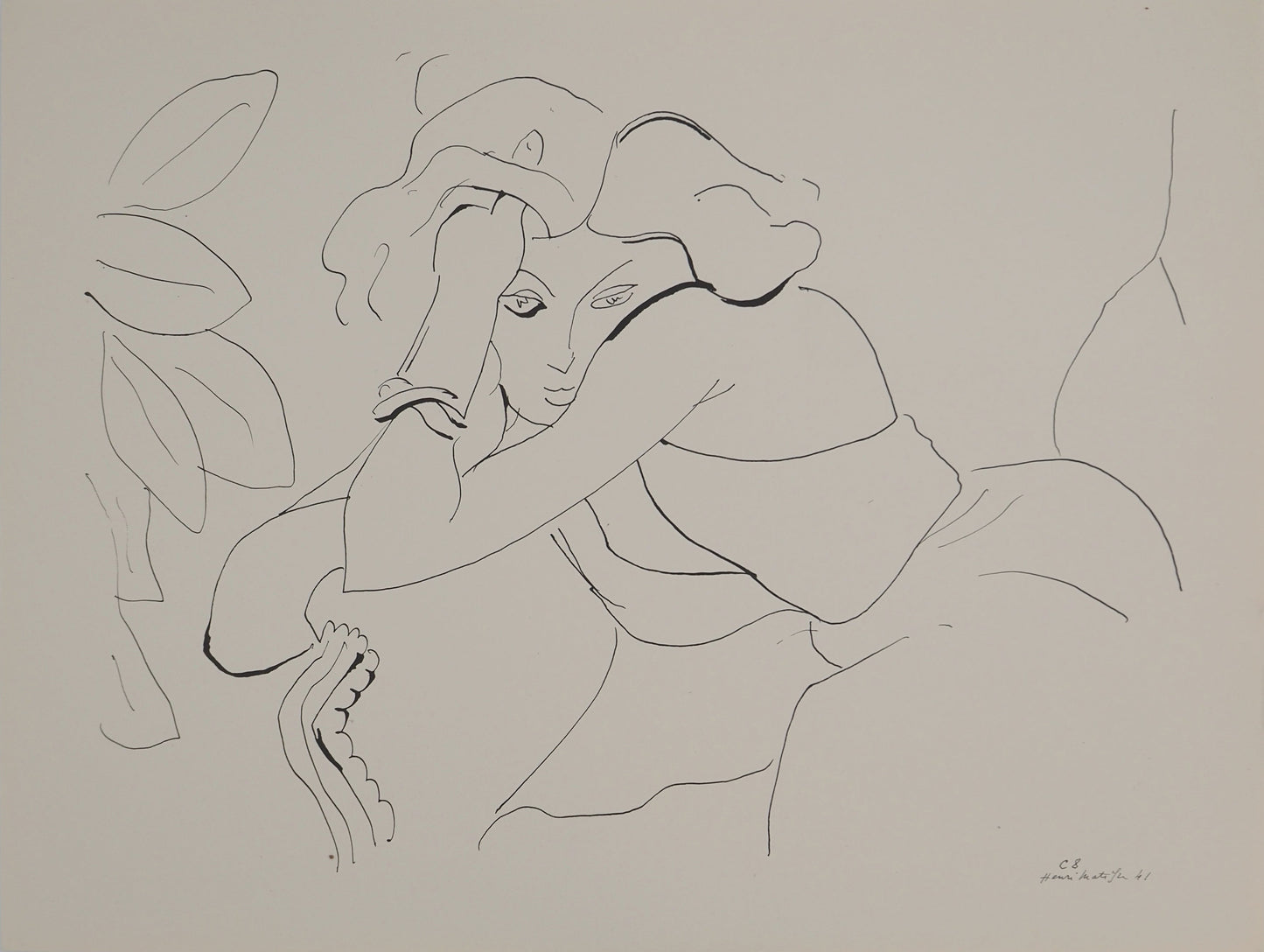 アンリ・マチス    【憧れの視線】1943年イメージサイズ24,5x32.5cm  オリジナルリトグラフ  刷り込みサイン入り