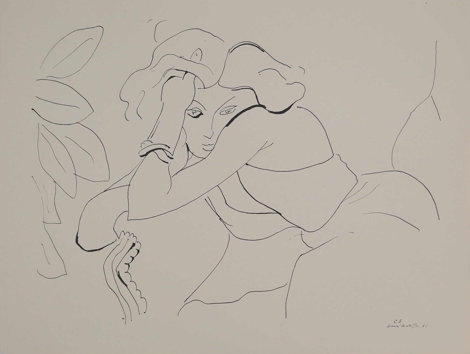 アンリ・マチス    【憧れの視線】1943年イメージサイズ24,5x32.5cm  オリジナルリトグラフ  刷り込みサイン入り