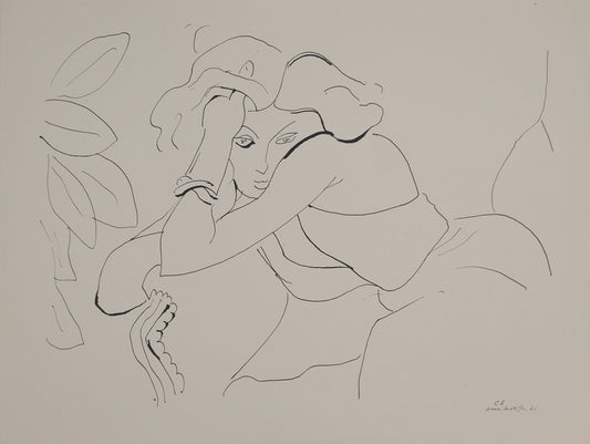 アンリ・マチス    【憧れの視線】1943年イメージサイズ24,5x32.5cm  オリジナルリトグラフ  刷り込みサイン入り