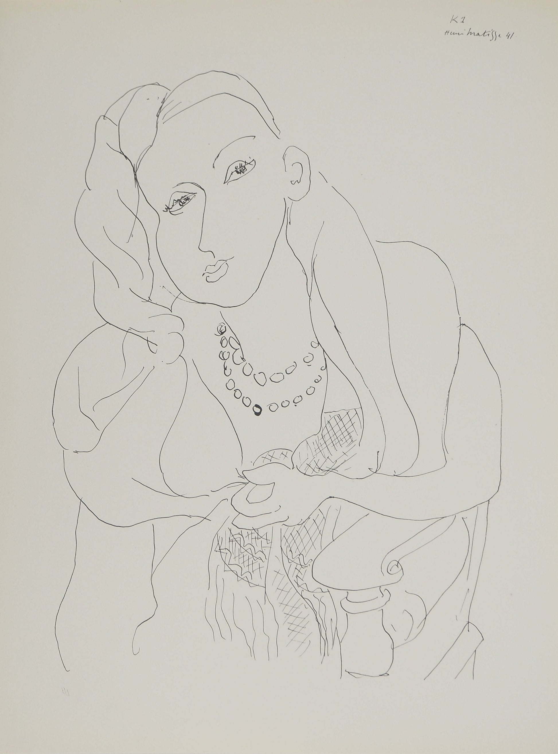 アンリ・マチス    【憧れの視線】1943年イメージサイズ24,5x32.5cm  オリジナルリトグラフ  刷り込みサイン入り