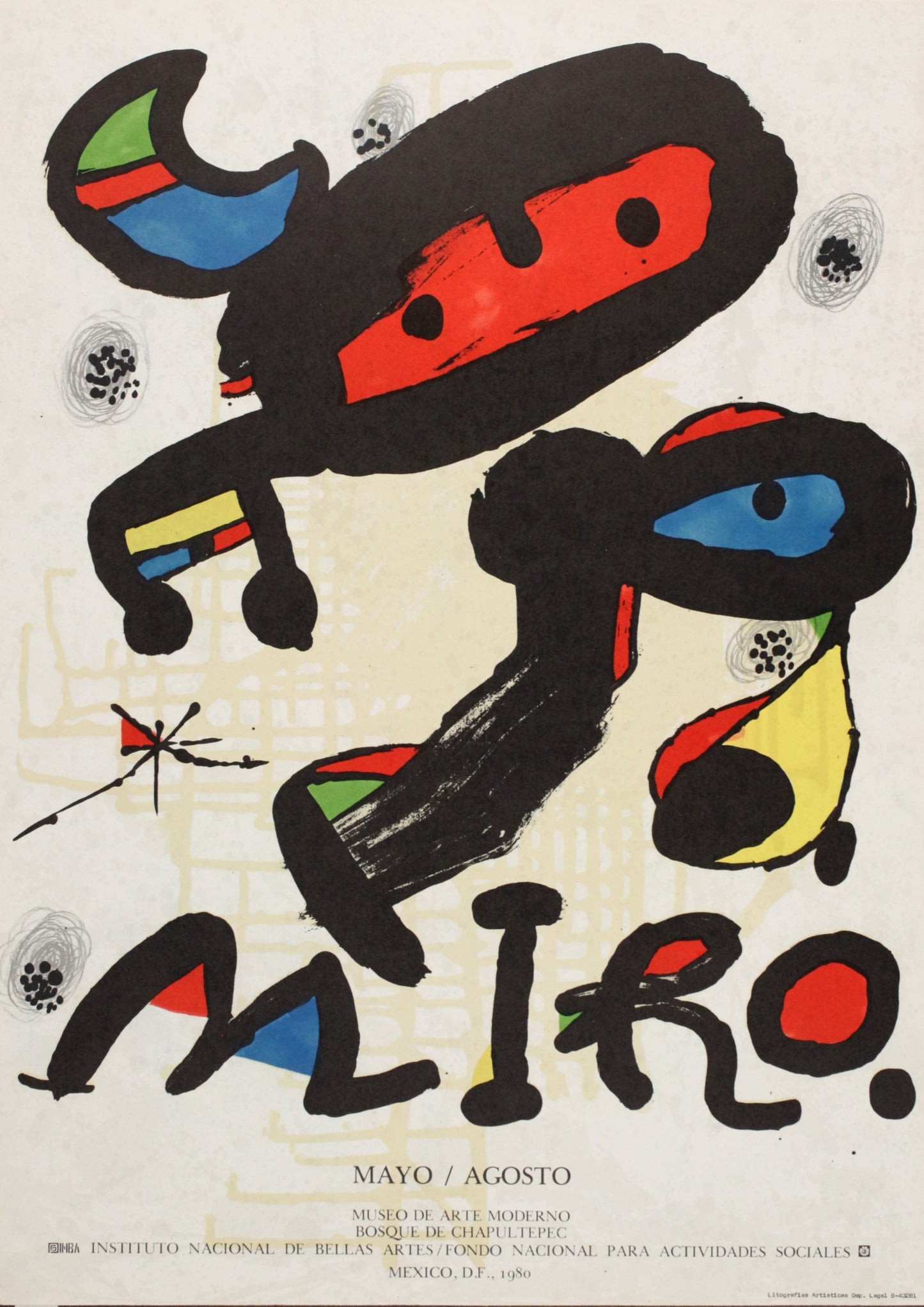 ジョアン・ミロ 【メキシコ近代美術館ミロ展ポスター】1980イメージサイズ63.5x45.5cm オリジナルリトグラフ版画