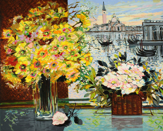 ミッシェル・アンリ オリジナルリトシルクスクリーン版画 黄金色のベニス