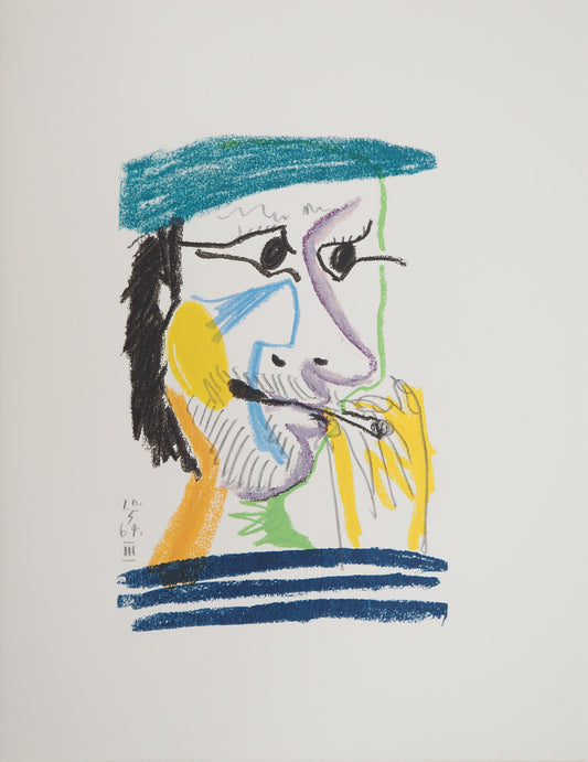 パブロ・ピカソ <ベレー帽の自画像> オリジナルリトグラフ  1964年 刷込みサイン