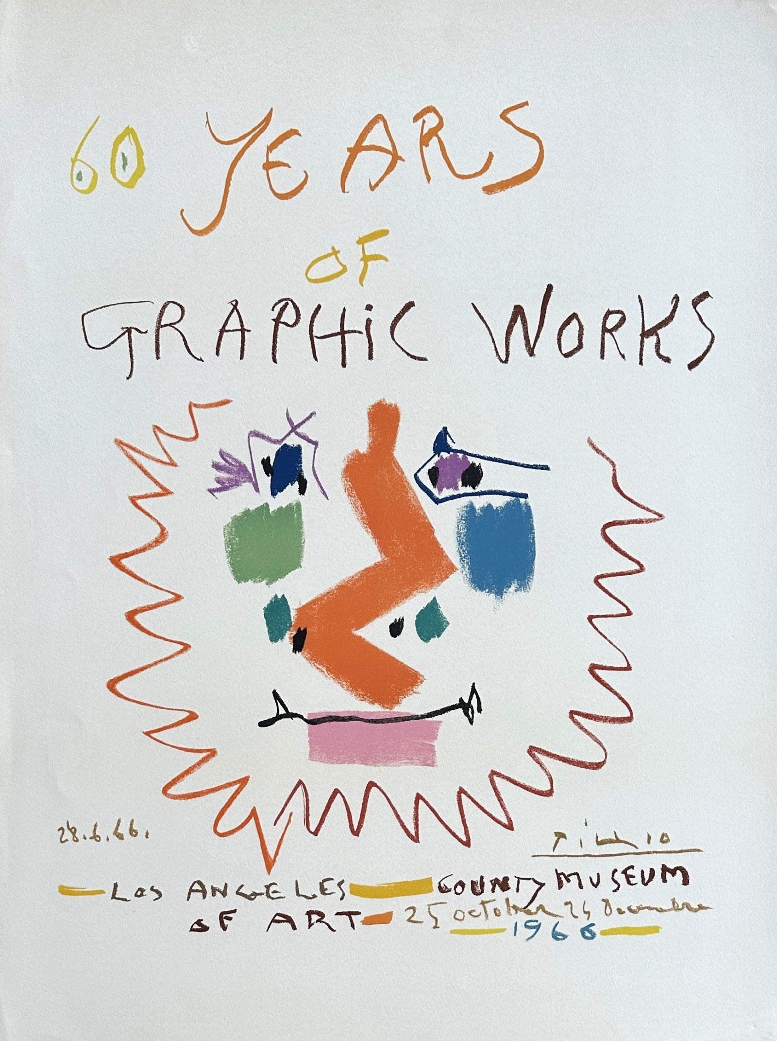 パブロ・ピカソ <微笑> オリジナル リトグラフ  1962年  刷り込みサイン