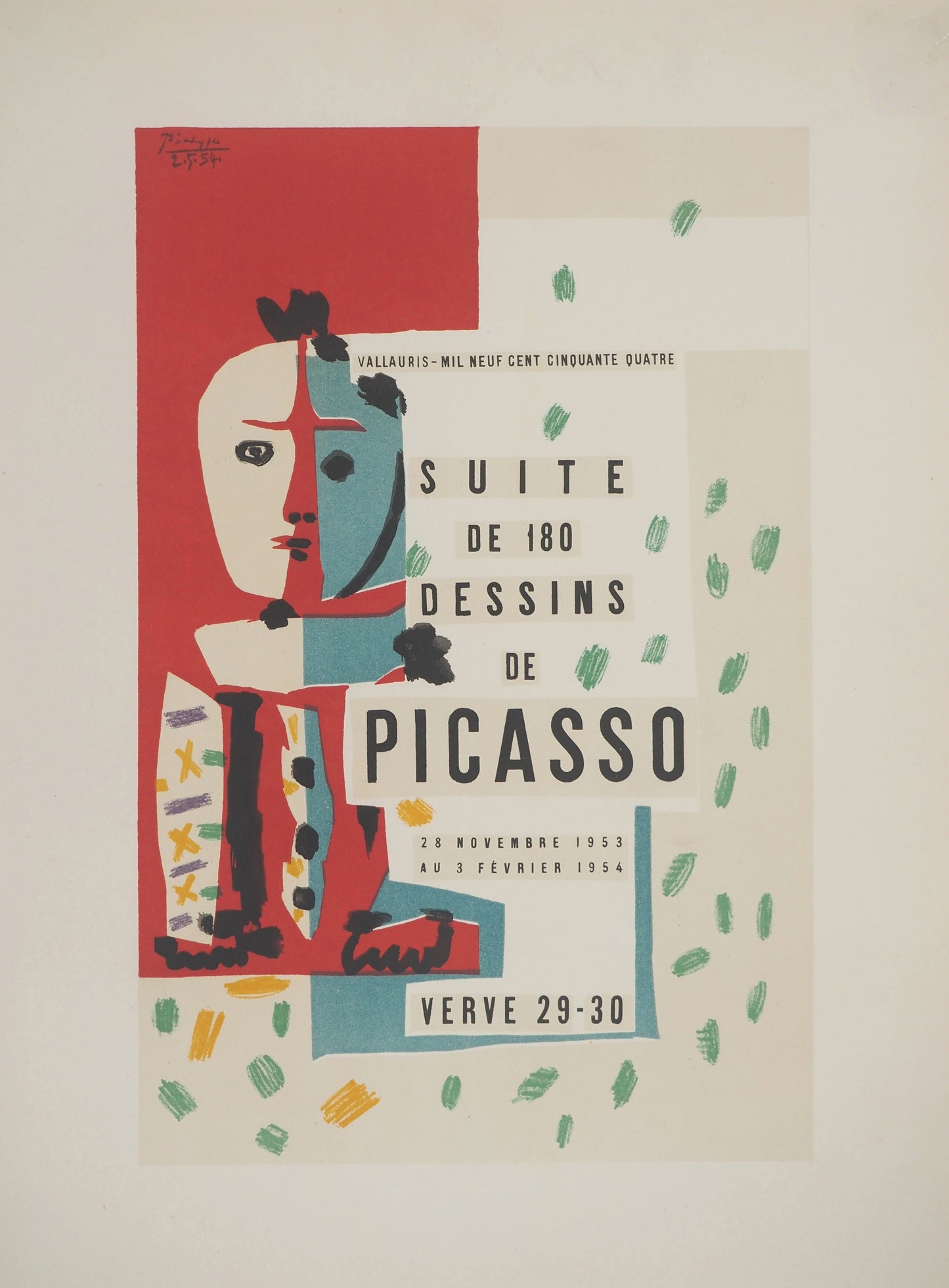 パブロ・ピカソ <verveの道化師> オリジナル リトグラフ  1954年  刷り込みサイン