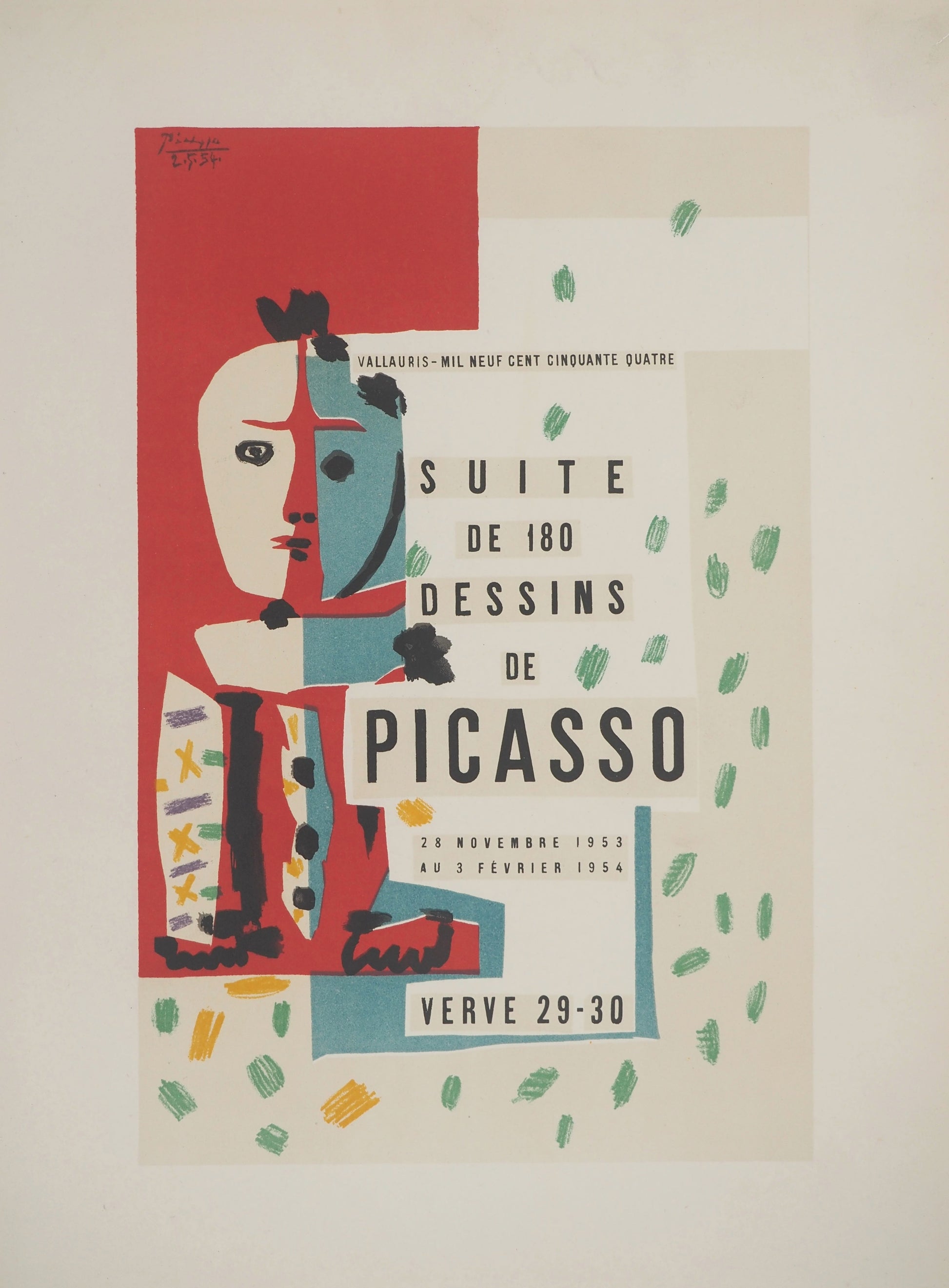 パブロ・ピカソ <verveの道化師> オリジナル リトグラフ  1954年  刷り込みサイン