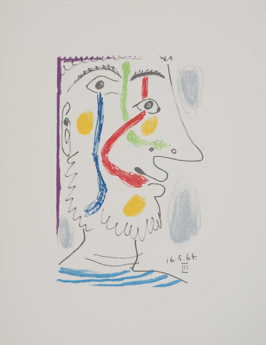 パブロ・ピカソ <船乗りのシャツを着た自画像> オリジナル リトグラフ  1964年