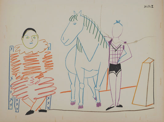 パブロ・ピカソ <道化師と従者> オリジナル リトグラフ  1954年