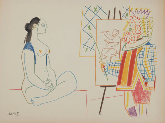 パブロ・ピカソ <王と仮面の女> オリジナル リトグラフ  1954年