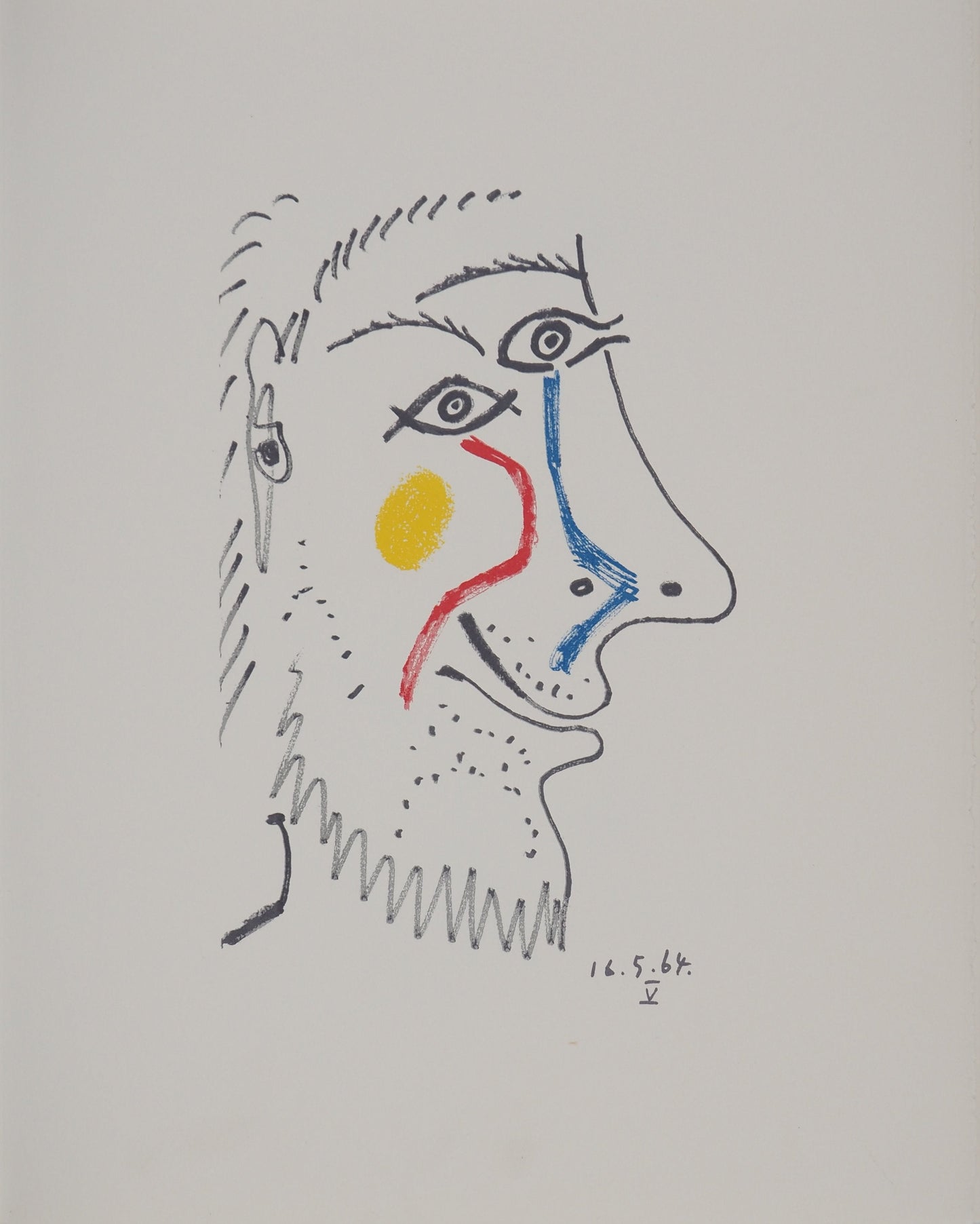 パブロ・ピカソ <涙を浮かべた肖像> オリジナル リトグラフ  1964年