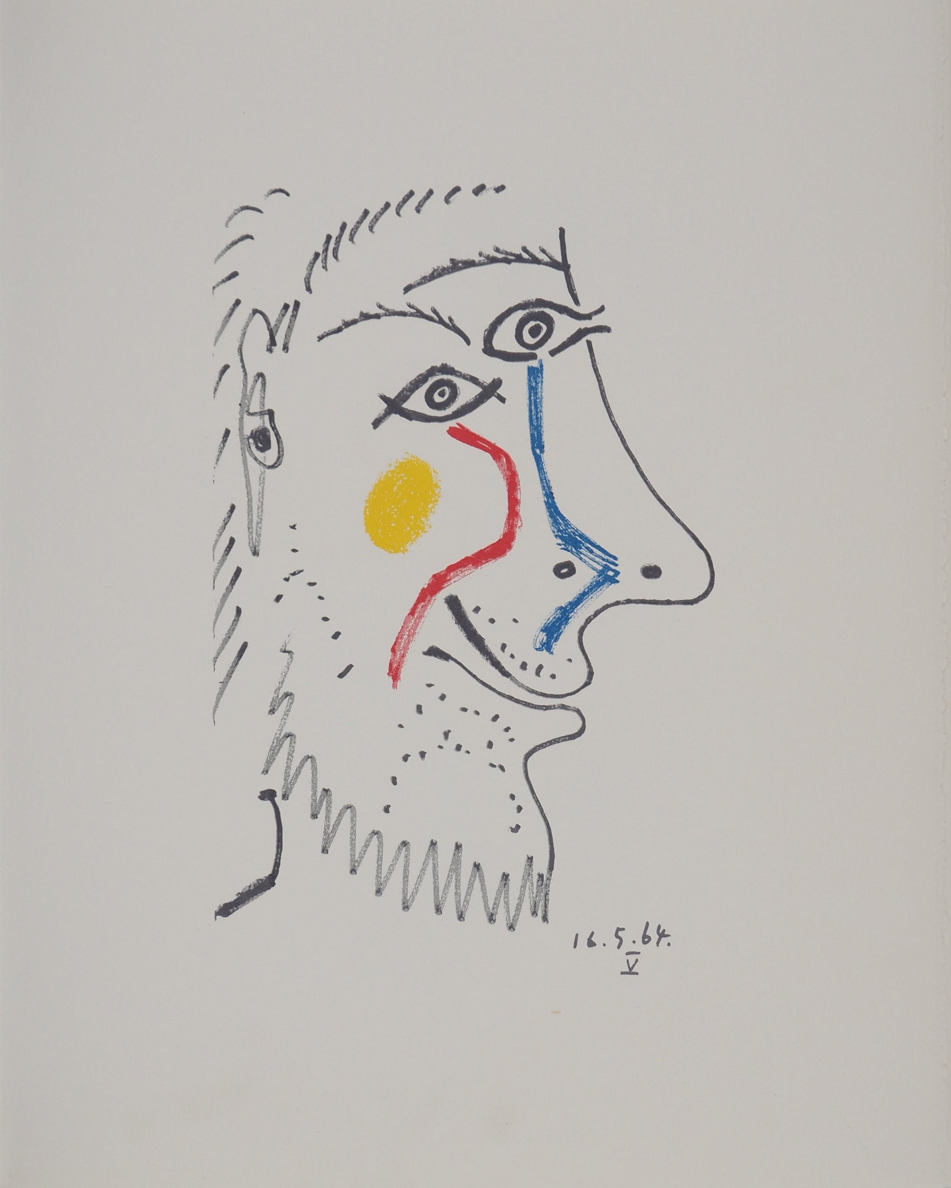 パブロ・ピカソ <涙を浮かべた肖像> オリジナル リトグラフ  1964年