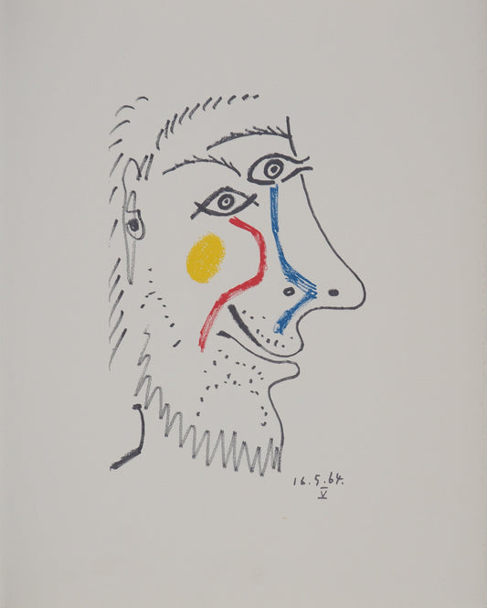 パブロ・ピカソ <涙を浮かべた肖像> オリジナル リトグラフ  1964年