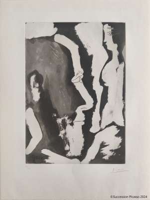 パブロ・ピカソ <女性のバストを制作する彫刻家> エッチング&アクアチント 1965年