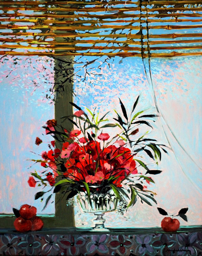 ミッシェル・アンリ 【コクリコの窓辺】 油彩40号F【額付】