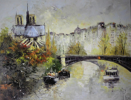 マニュエル・リュバロ 【パリのノートルダム寺院】 30号油彩 2014年制作 【額付】