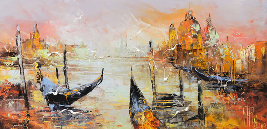 マニュエル・リュバロ 「ベニスの光」 60x30cm油彩 2022年制作 「額付