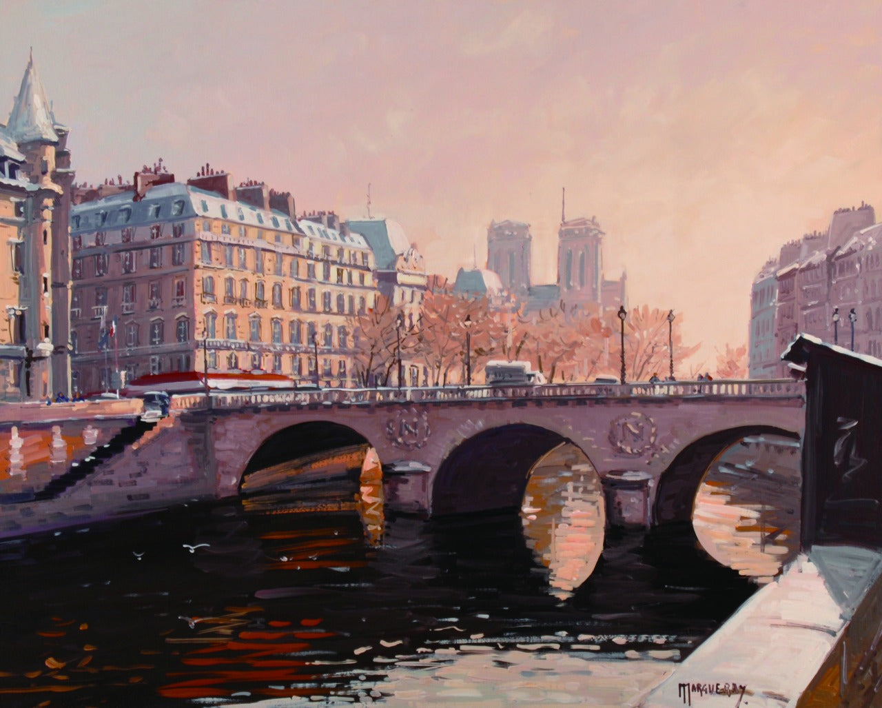Michelle Marglay <The Pont Saint-Michel in Paris> Oil painting size 25
