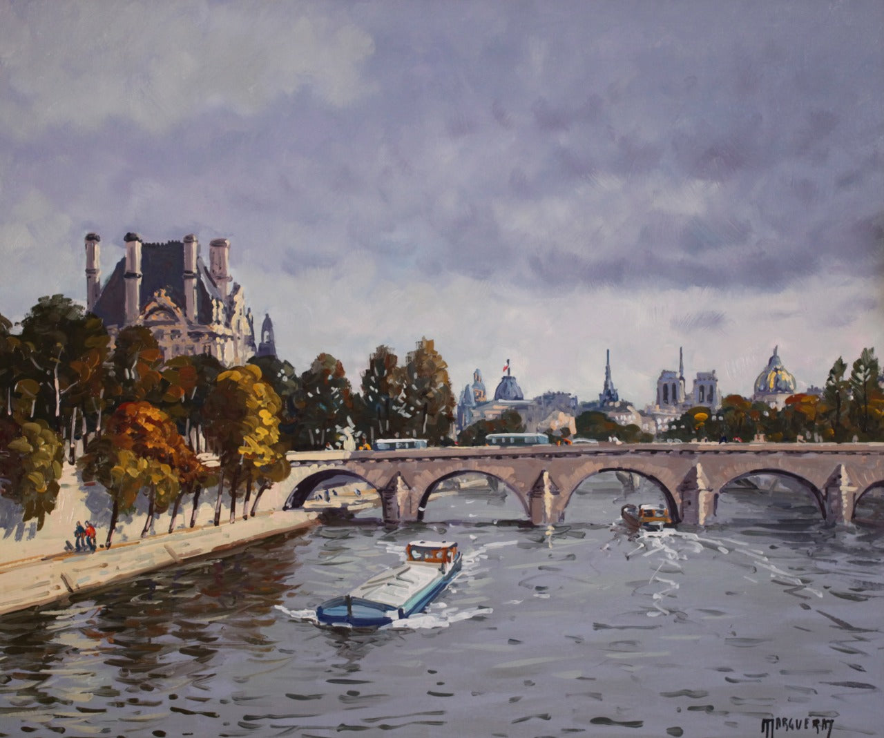 米歇尔·马格莱(Michel Marglay)《卡塞雷斯桥与塞纳河》油画,尺寸15