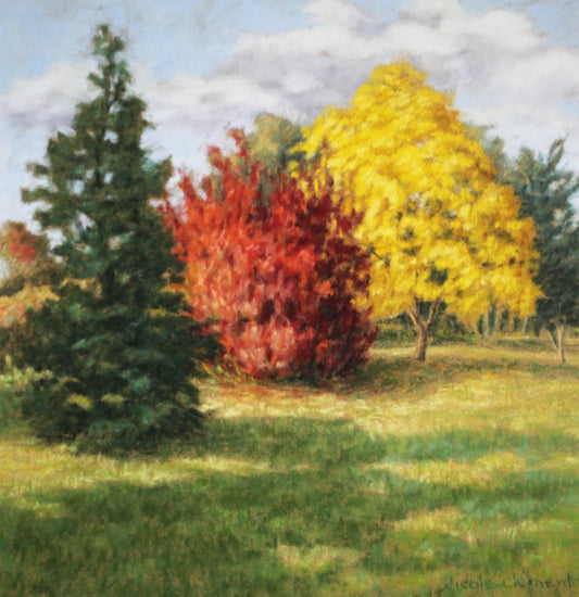 Nicole Clement《秋日祭典》粉彩画 40x40cm