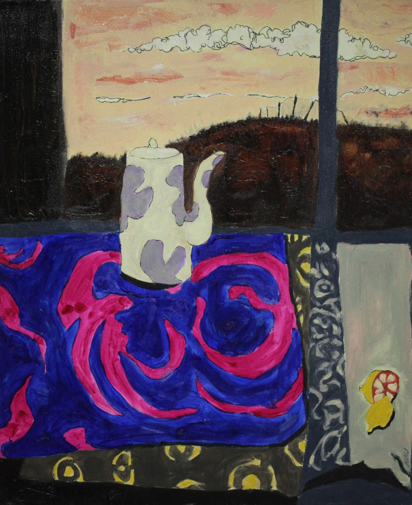 シモン・ブロー 【コーヒーポット】 油彩10号【額付】る