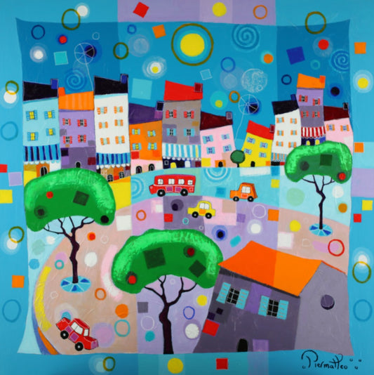 ジョゼ・ピエルマテオ 【広場】 油彩80x80㎝