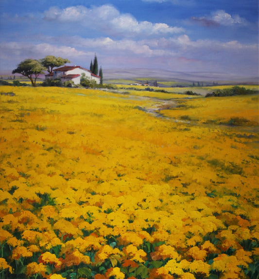 伍德·艾尔曼《油菜花田》油画 100 x 90 cm