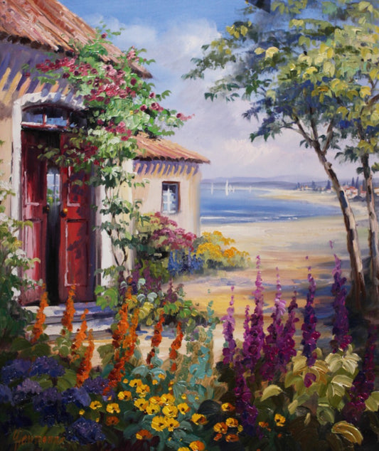 乌特·埃尔曼《海边别墅》油画 50 x 60 cm