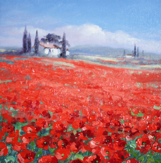 伍德·埃尔曼《罂粟花田62》油画 20 x 20 cm