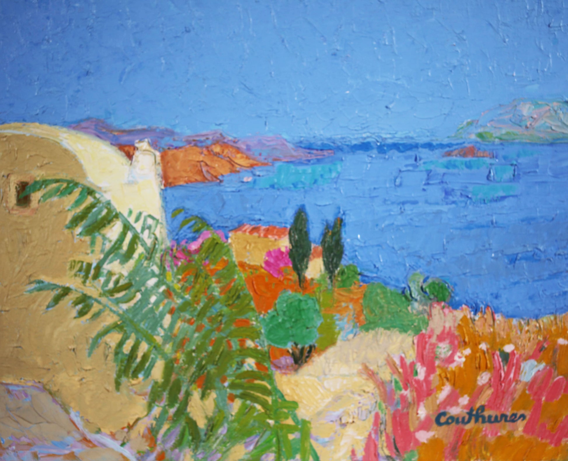 ダニエル・クチュール 【真夏の風景】油彩6号 2007年制作【額付】