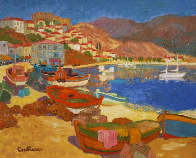 ダニエル・クチュール 【エーゲ海のミテリーニの港】油彩10号 2007年制作【額付】