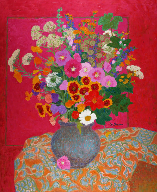 ダニエル・クチュール 「赤を基調のシンフォニー」 油彩40号 2007年制作 「額付」