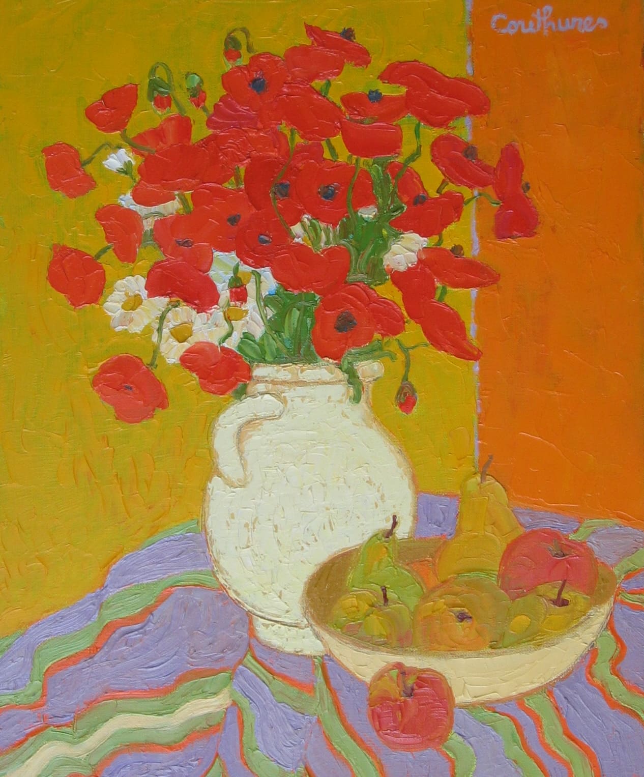 ダニエル・クチュール 【優しいコクリコ】油彩8号 2008年制作【額付】