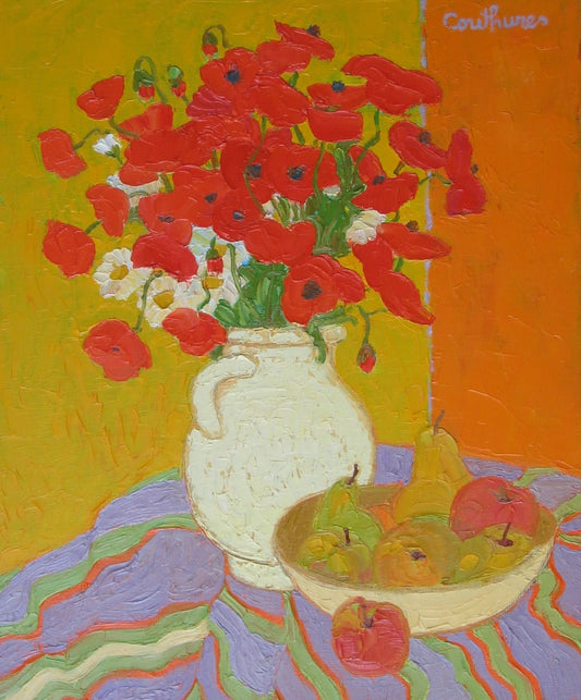 ダニエル・クチュール 【優しいコクリコ】油彩8号 2008年制作【額付】