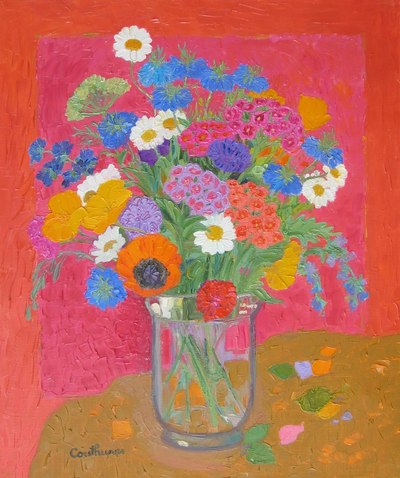 ダニエル・クチュール 【幸せのブーケ】油彩10号 2008年制作【額付】