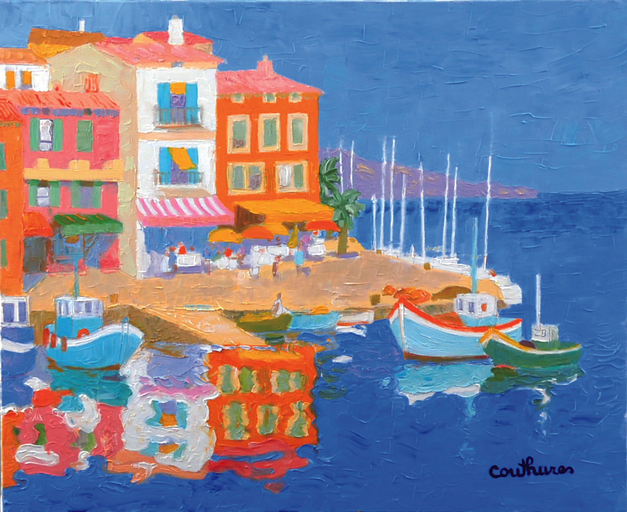 ダニエル・クチュール 【地中海の小さな港】油彩8号 2010年制作【額付】